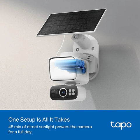 2K Outdoor Pan Tilt Floodlight Security Camera Battery Powered With Solar, 360 Degree AI Motion Tracking, wall mounted