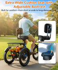 Beast 1200W Folding Electric Trike For Adults With Removable 48V 10.4Ah Battery, 3 Wheel E Bike With 20 Inch Tires, High Power Brushless Motor, Up To 18 MPH, Up To 50 Mile Range with extra-wide cushion seat and adjustable backrest