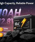 12V 10Ah LiFePO4 Battery With Built In BMS IP67 Waterproof Deep Cycle Over 5000 Cycles For Power Wheels Solar Marine Ride On Toys Fishing Gear And Camping Today, placed on rocks with a starry background