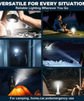 Rechargeable All In One 2 In 1 Flashlight Lantern With 360 Degree Camping Light And Emergency Strobe in various outdoor scenarios