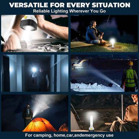Rechargeable All In One 2 In 1 Flashlight Lantern With 360 Degree Camping Light And Emergency Strobe in various outdoor scenarios