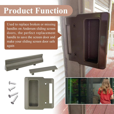 Stone Screen Hardware Kit For A-Series Patio Doors That Glide And Swing, Fits Frenchwood Narroline Perma-Shield includes pull plate