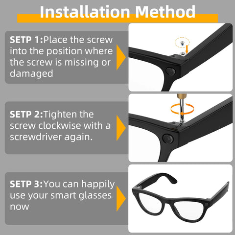 Installation method for Precision Torque Screwdriver And Pro Grade Replacement Screws For Ray Ban Meta Smart Glasses.