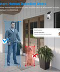 No Brainer Solar Powered Wireless Security Camera With 1080p HD, AI Human Detection, monitoring man and dog in entryway