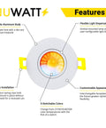 Kick Your Lighting Game Up A Notch With These Solid 3 Inch Gimbal Recessed Downlights 16 Pack 8W Led 600 Lumens Cct Switch 27k To 50k Dimmable Canless Ic Rated White Finish Get Lit Now features diagram with aluminum body and color temperature switch.