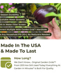 Person holding a ripe eggplant in garden, promoting Effortless Garden Irrigation Grid System For Beds That Water Every Plant In Minutes