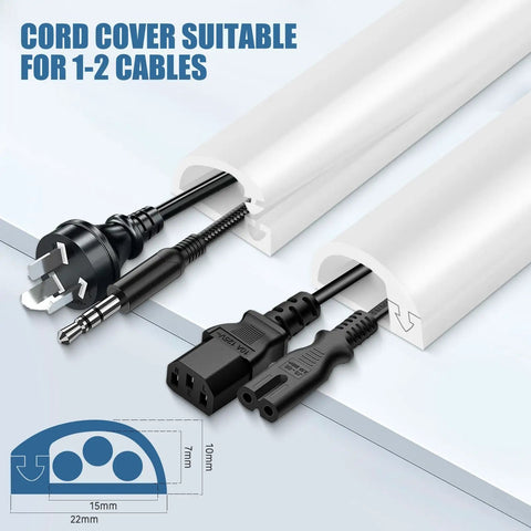No-Fuss Odorless Silicone Wall Cord Hider With Side Open Cable Covers For Wires On Wall showing multiple cables inserted