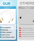 Leak-Proof Quick-Connect Hydraulic Steering Bleed Kit For Boats; upgraded design with detachable cap vs ordinary kit comparison