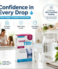 Straight Up Lead Water Test Kit For Tap And Well Water To Check Your Home And Protect Your Fam With 5 Parts Per Billion Detection Sensitivity So You Know What Ya Drinking Is Safe At Home All Year Round on kitchen counter with family.