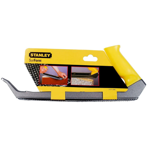 Image of a Metal Body Surform Plane for Precision Shaping and Smoothing, 11.8 inch hand tool with yellow handle and interchangeable blades.