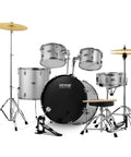 Ultimate 5-Piece Adult Drum Set Full Size Kit With Poplar Shells Warm Sound featuring chrome finish, adjustable throne and steel rack.