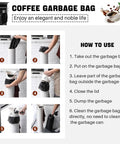 Step-by-step instructions for using Knock Box Garbage Bags For Coffee Shops And Offices, suitable for coffee grounds disposal.