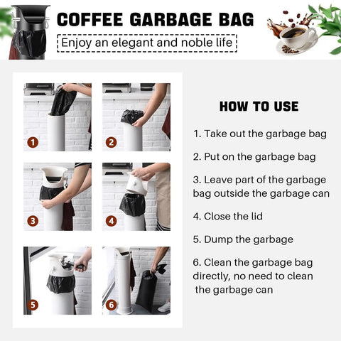 Step-by-step instructions for using Knock Box Garbage Bags For Coffee Shops And Offices, suitable for coffee grounds disposal.