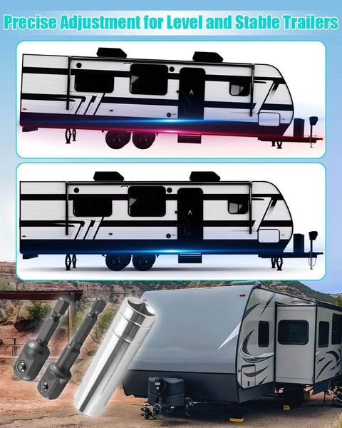 Image showing Crank Handle Adapter For Coleman Fleetwood Pop Up Campers With Three Eighth Inch Socket Drill Attachment For Trailer Jack Lift