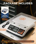 30Kg Digital Counting Scale With 0.1g Precision, Battery Powered industrial scale on a table, manual and cable included