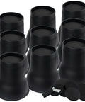 Heavy Duty 6 Inch Bed Risers Set, 9 Pack With Caster Pads, Holds Up To 6600 Lbs, Round Furniture Risers For Beds Sofas Desks And Chairs, Black No Slip Grip For Tight Spaces showing all pieces.