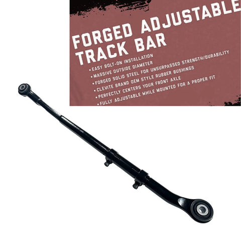 Front Adjustable Track Bar For 0-5 Inch Lift Beefed Up Heavy Duty Forged Steel Ram 2500 4WD 2014-2024 Compatible With 2 3 4 5 Inch Suspension Panhard Bar Leveling, black steel bar with bushings