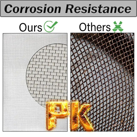 Comparison of 6 Pieces Stainless Steel Wire Mesh Sheets 20 Mesh Fine Screen 21x15cm Each vs. other corrosion resistance