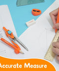 Person using a ruler and mechanical pencil from the Back To School Geometry Gear For Students With Protractor Compass Rulers And Mechanical Pencil Kit 12 Piece Math Tools For Class Supplies Kids And Teens Includes Lead Eraser Sharpener Protractor And Pencil
