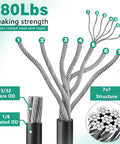 480lbs breaking strength nylon coated steel wire rope with 7x7 structure in 4 Pack 10ft Sun Shade Sail Hardware Kit