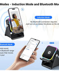 Induction And Bluetooth 5.3 Speaker With Phone Stand 5 In 1 Wireless Audio For iPhone And Android Rechargeable Colorful Light