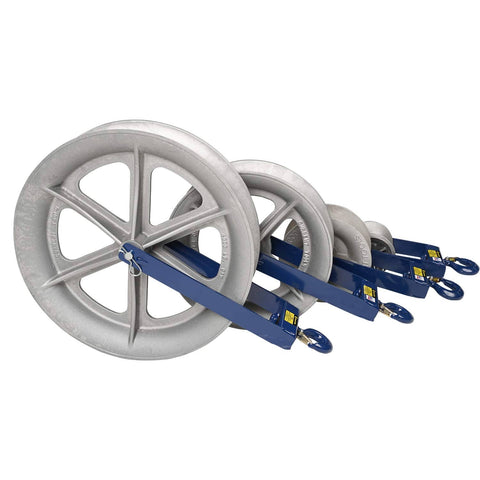 Heavy Duty 6 Inch Hook Type Cable Sheave With Welded Steel Frame For Tough Jobsite Use 4000 Pound Capacity Self Lubricating Bearings And Smooth Cable Guidance