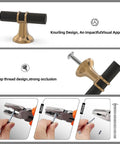 10 Pack Matte Black and Champagne Bronze Knurled Cabinet Knobs and Drawer Pulls with assembly steps, rugged knurling finish.
