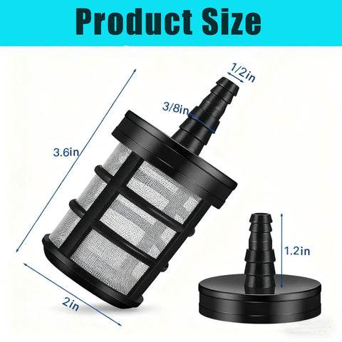 Product size of 5 Pack Stainless Steel Hose Filter With Double Layer Garden Strainer For Three Eighths And One Half Inch Barb Fittings