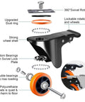 Heavy Duty 3 Inch Caster Set Of 4 With Dual Locking Wheels No Noise Swivel Plate for detailed wheel components and locking mechanism.