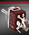 Waterproof 12V DPDT Reverse Polarity Toggle Switch Momentary On Off On 3 Position 4 Pin 30A DC Motor Control For RV Power Jack Replacement Heavy Duty 4 Pin Wired 1 Piece close-up of terminals