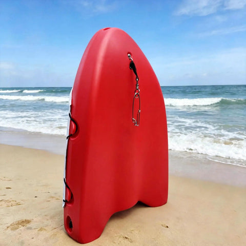 Spearfishing Float Boat With Carry Straps Foldable Flagpole And Compact Storage Red Buoy On Beach