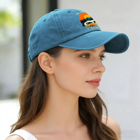 Woman wearing Im Sexy And I Tow It Vintage Camping RV Camper Truck Hat For Men Funny Adjustable Cap outdoors