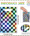 50 Pack Iridescent Checkered Race Car Party Favor Bags Black And Iridescent Plastic Goodie Bags Racecar Laser Plaid Gift Bags