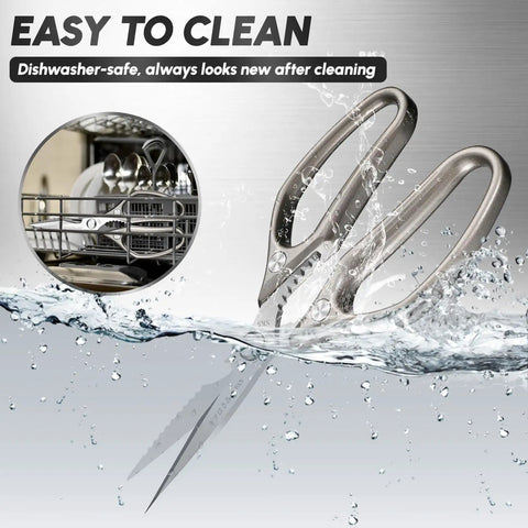 Heavy Duty Kitchen Shears Set For All Purpose Cutting And Food Prep Ultra Sharp Meat Scissors For Poultry Herbs And More Game Changer For Spatchcocking A Turkey And Holiday Cooking Durable Kitchen Tool Gift Ready. dishwasher-safe stainless steel kitchen shears in water