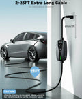 Level 1 2 Portable Ev Charger With Native Nacs Port Nema 5 15 Plug Adjustable 6 To 16 Amps for Tesla Ford Rivian Hybrids, 23FT long cable.