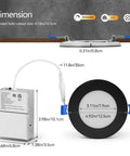 Dimensions of 48 Pack 4 Inch LED Recessed Lights With Night Light Mode Ultra Thin Black Trim Downlights for installation.
