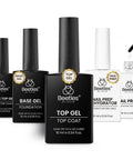 Gel Nail Prep Set With Base Coat And No Wipe Top Coat In Glossy Or Matte Finish Includes Nail Dehydrator And Primer 5 Pcs