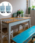 Adjustable Cabinet Feet Pads For Tables Sofas And Wardrobes Steel Leveling Feet For Furniture Legs shown in dining setup