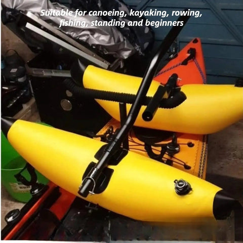 Portable Inflatable Kayak Outrigger Stabilizer Kit For Serious On Water Stability, easy install, quick setup, in bright yellow