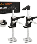 EnryKuo labor-saving arm jack pair, 15.5in height, adjustable cabinet/furniture lifters with ruler scales, front view
