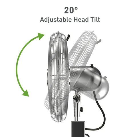 16 Inch Chrome Digital Metal Stand Fan With 3 Speed Settings, 75 Degree Oscillation, 20 Degree Head Tilt, Adjustable Height, Quiet Operation
