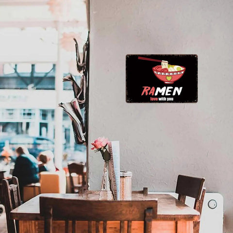 Ramen Love Dope Vintage Rustic Metal Tin Sign 8x12 Inch Wall Art For Home Kitchen Room Office Garage Decor Durable Aluminum Sign With Pre Drilled Holes Easy Mount on wall