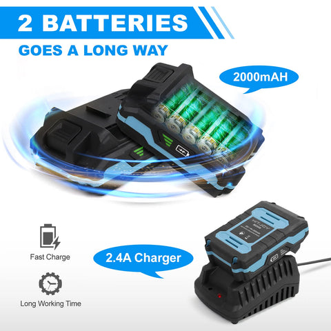 Cordless Battery Operated HVLP Paint Sprayer With Dual 2000mAh Batteries, charger shown with 2.4A fast charging feature