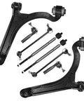 Front lower control arm suspension kit with ball joints, tie rods and sway bars for Chrysler Pacifica 2004–2008.