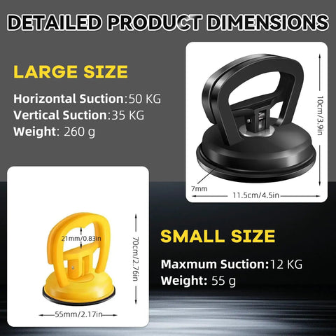 3 Pack Car Dent Puller Kit Upgraded Model With Large Puller Plus Two Small Dent Repair Tools Built From Durable Rubber And Solid Metal Heavy Duty Dents Beat Dents Out Fast For Cars Glass Ceilings And Moving Objects Black Yellow dimensions
