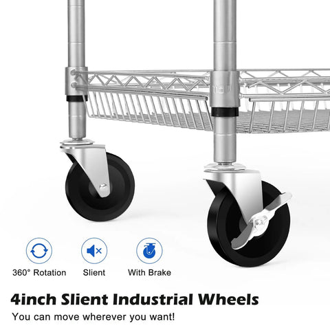 Beefy Two Tier Rolling Utility Cart With 660 Lb Capacity Nsf Listed Commercial Steel Workhorse Anti Rust Chrome Mobile Storage Rack Built Tough For Garage Kitchen Or Warehouse