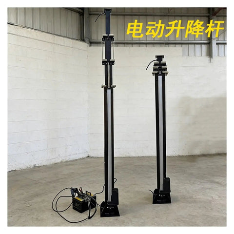 Hella Smooth Electric Lifting Pole Mast With Automatic Telescopic Action And Multi Stage Height Adjustment Cranking Out Eight Meter Reach, displayed with control box.