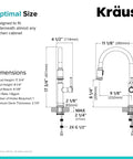 Dimensions diagram for Sellette Single-Handle Pull-Down Kitchen Faucet With Deck Plate In Oil Rubbed Bronze, Model KPF-1680ORB