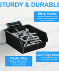 12 Pack Slatwall Bins With Hooks Organization Kit For Garage Workshop Slatwall Panels Durable Plastic Storage Bins With Easy Mounting