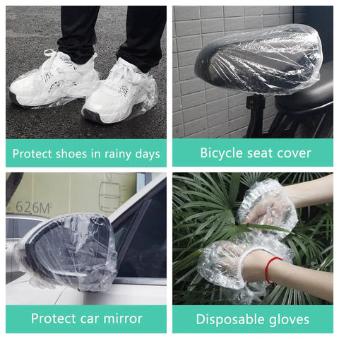 Beefy Thick Clear Disposable Shower Caps 30 Pack For Women 17.3 Inch Waterproof Hair Caps used for shoes, bicycle seat, mirror protection.